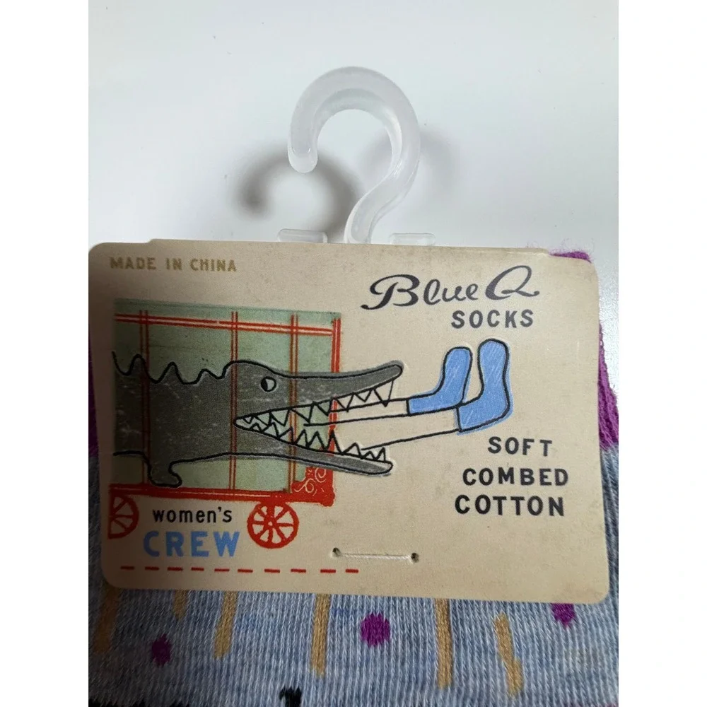 New‎ Blue Q My Dog Is Cool As **** Crew Socks Women 5-10 Grey Purple  Dog Lover